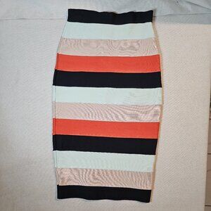 Bebe Stripped Midi Skirt - Size Small